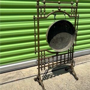 Antique Brass Gong Stand